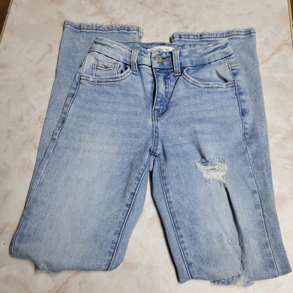Willow & Root Distressed Everyday Jeans 22x29 Light Wash High Rise Stretch Denim